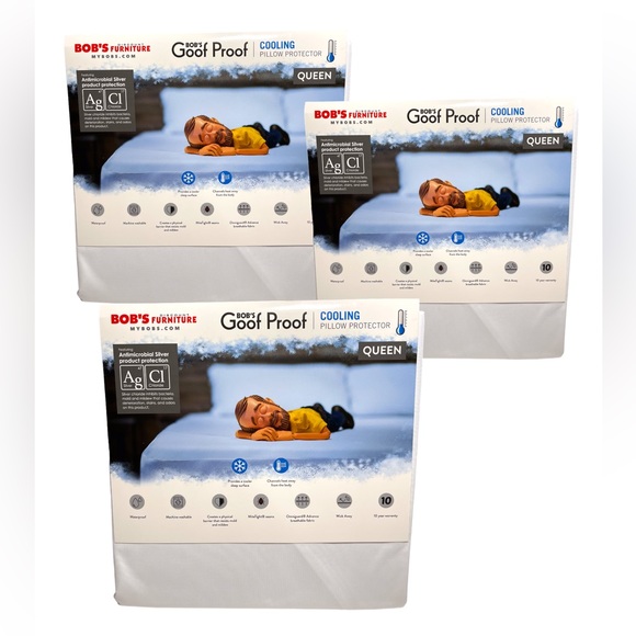 3 queen size goof proof antimicrobial cooling pillow protectors new in package - Picture 1 of 5